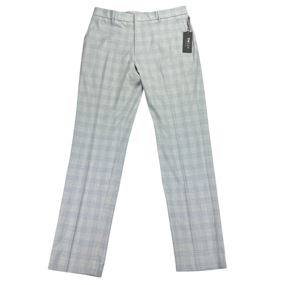 Tommy Hilfiger Mens TH Flex Tate Modern Fit Dress Pants Light Gray Blue 34x34